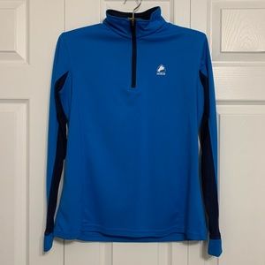 Horze Trista Blue & Navy Long Sleeve Quarter Zip Sun Shirt Mesh Detail Size 8